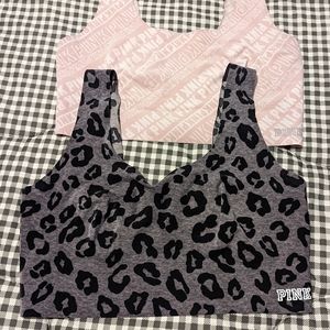 PINK Victorias Secret Sport Bra Set of Two | Gray Leopard Print & Light Pink